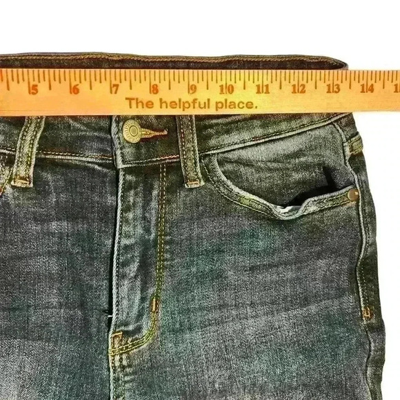 Judy Blue Straight Fit Distressed Denim Jeans Size 3 / 26 Dark Wash Stretchy - Picture 5 of 7